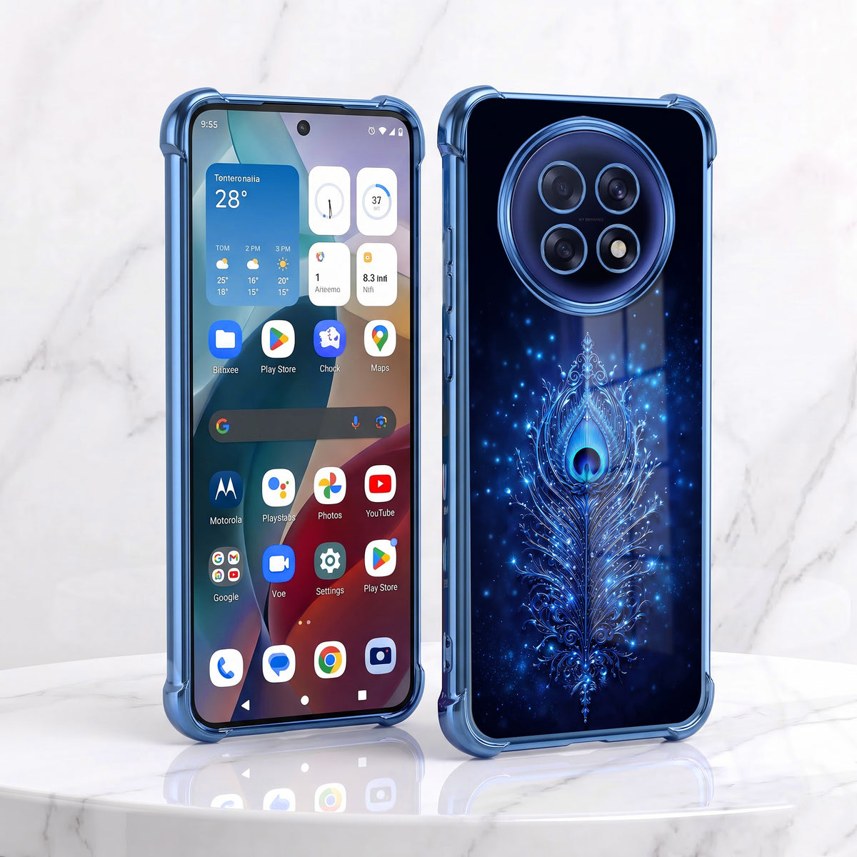 Oppo F31 Pro+ 5G Premium Peacock Feather Airbags Printed Back Case