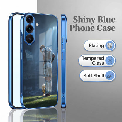 Samsung Galaxy A56 5G Football Champion Blue Electroplated Glass Phone Back Case