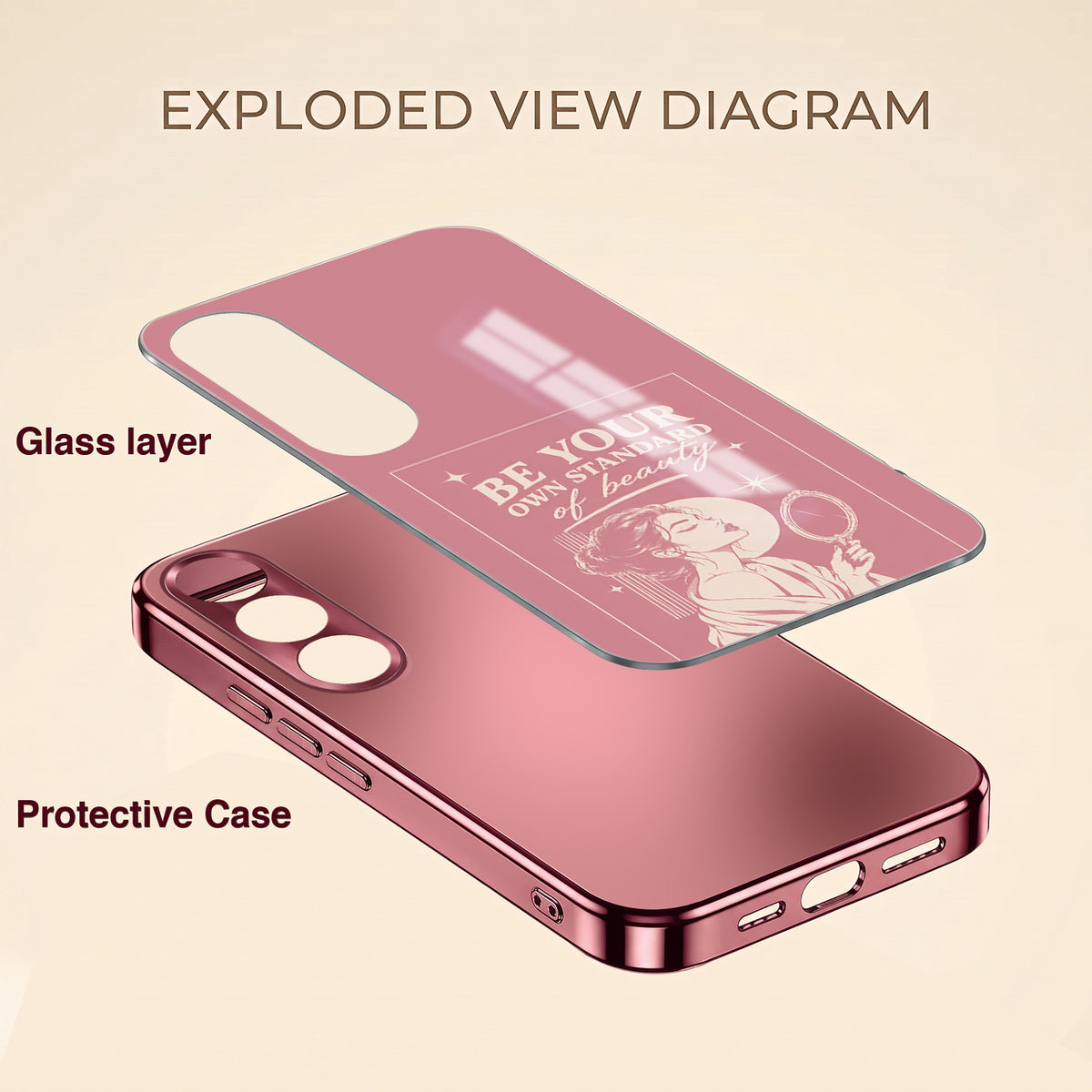 Vivo V70 FE 5G Luxury Aesthetic Girl Pink Electroplated Glass Phone Back Case