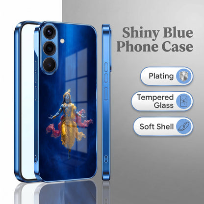 Samsung Galaxy A36 5G Lord Krishna Blue Electroplated Glass Phone Back Case