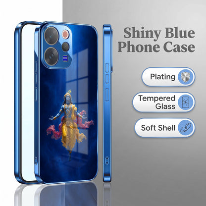 Vivo V70 5G Lord Krishna Blue Electroplated Glass Phone Back Case