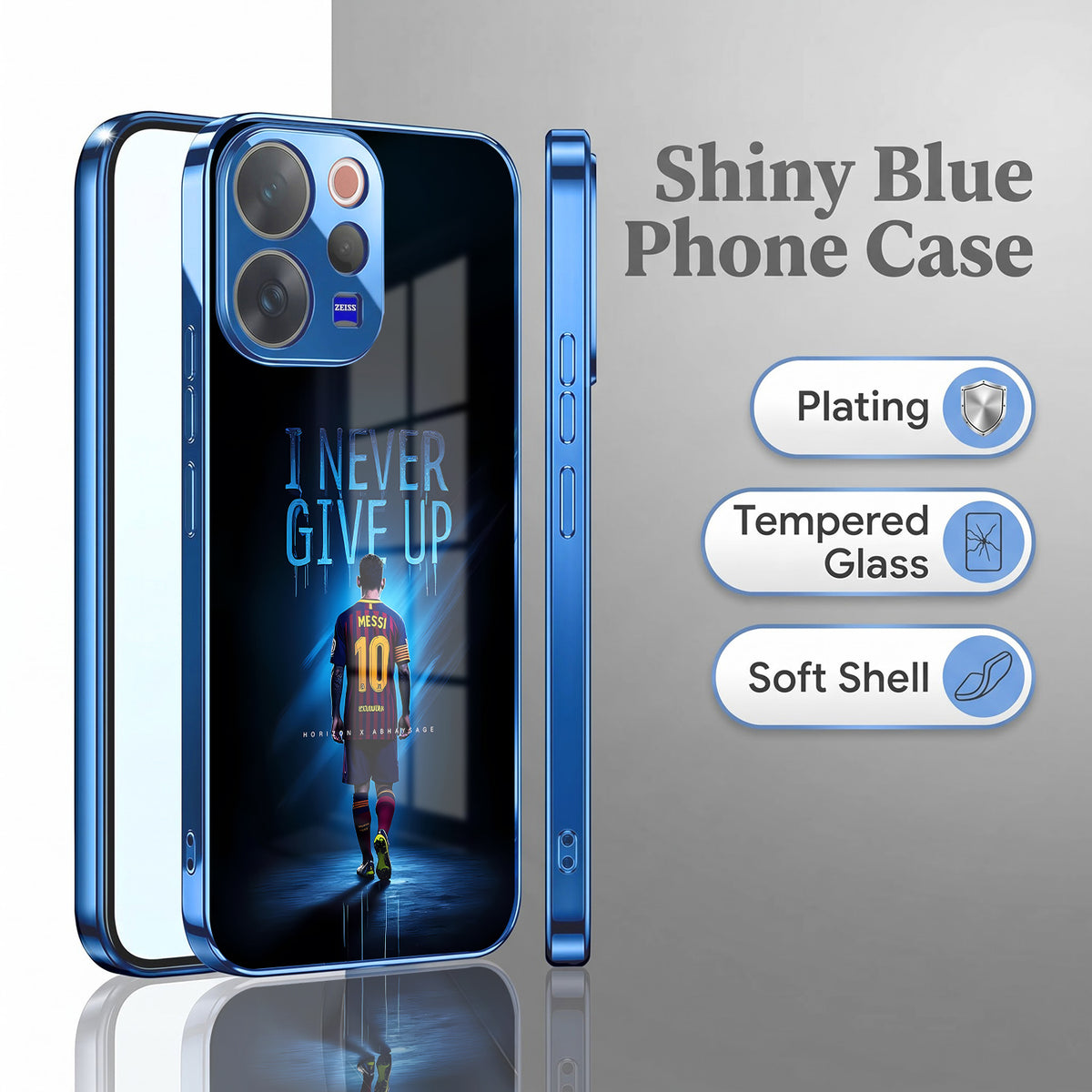 Vivo V70 5G Naver Give Up Blue Electroplated Glass Phone Back Case