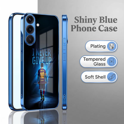 Samsung Galaxy A36 5G Never Give Up Blue Electroplated Glass Phone Back Case