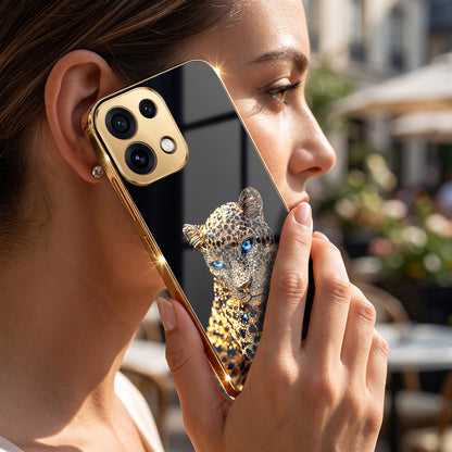 Oppo Reno 16C 5G Panther Gold Electroplated Glass Phone Back Case