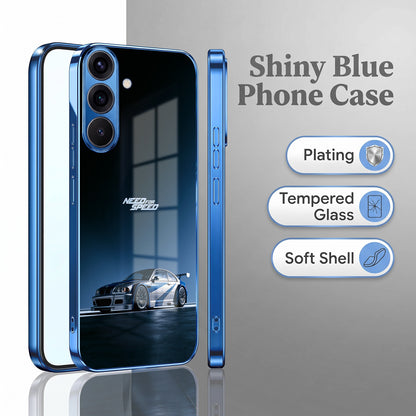 Samsung Galaxy A36 5G Need For Speed Blue Electroplated Glass Phone Back Case