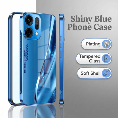 Oppo Reno 14 5G Luxury Infinity Energy Blue Electroplated Glass Phone Back Case