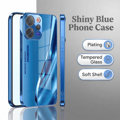 Vivo V70 5G Luxury Infinity Energy Blue Electroplated Glass Phone Back Case