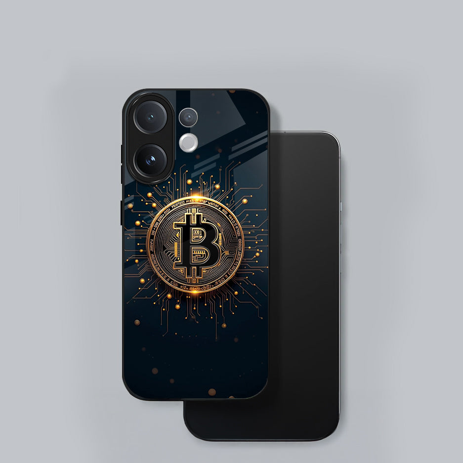 Vivo V60 5G Phone case with Bitcoin design on a gray background