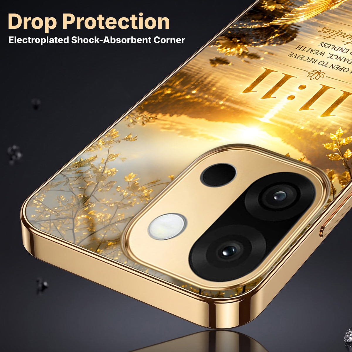 OnePlus 13s 5G 11:11 Manifestation Gold Electroplated Glass Phone Back Case