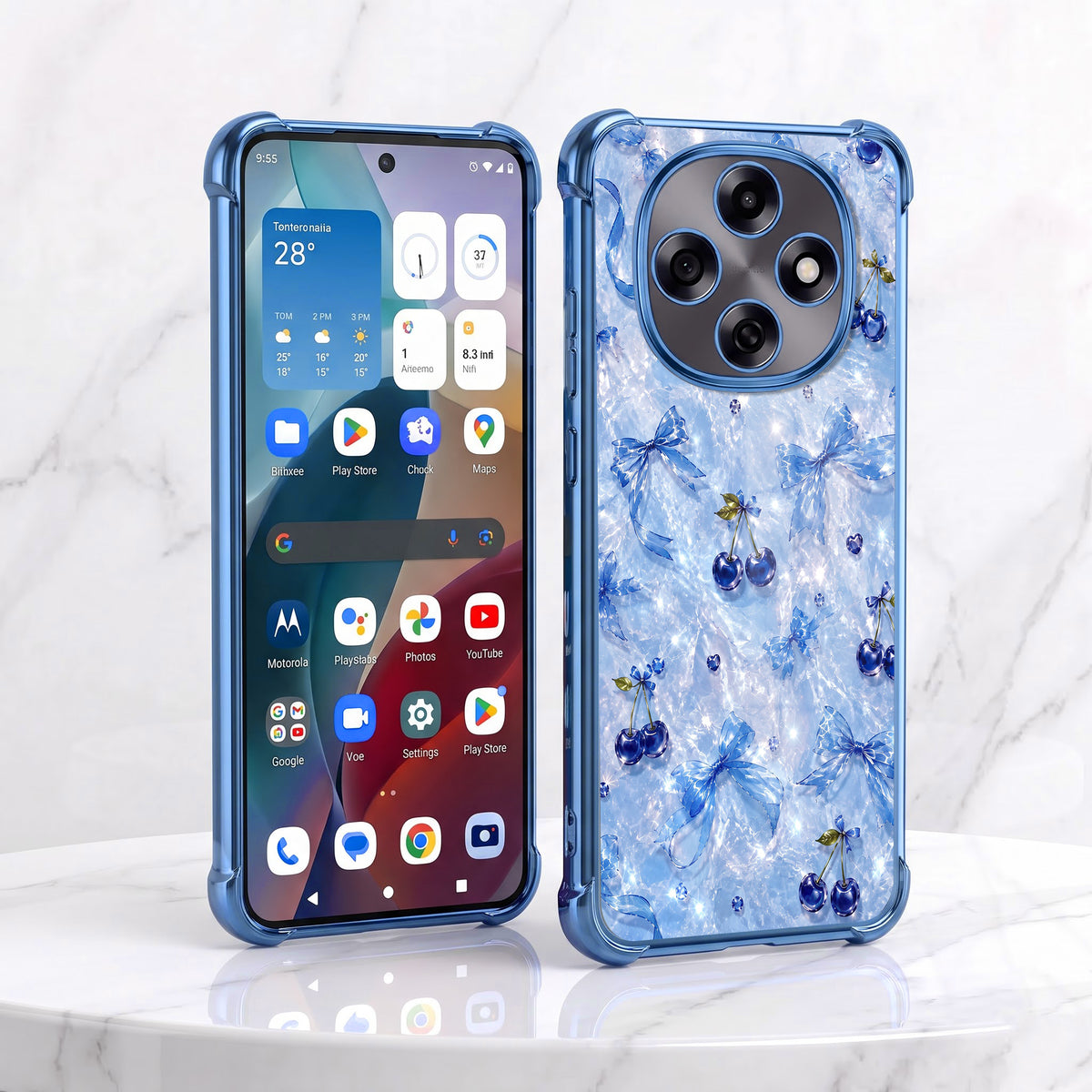 Oppo F31 Pro 5G Blue Cherry Airbags Printed Back Case
