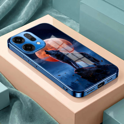 Oppo Reno 14 5G Lunar Wolf Blue Electroplated Glass Phone Back Case