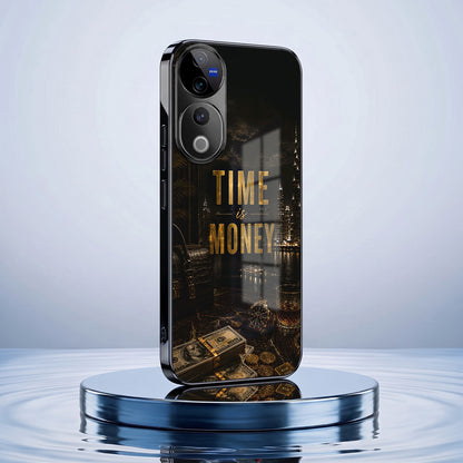 Vivo V40 Pro 5G Time Is Money Black Electroplated Glass Phone Back Case
