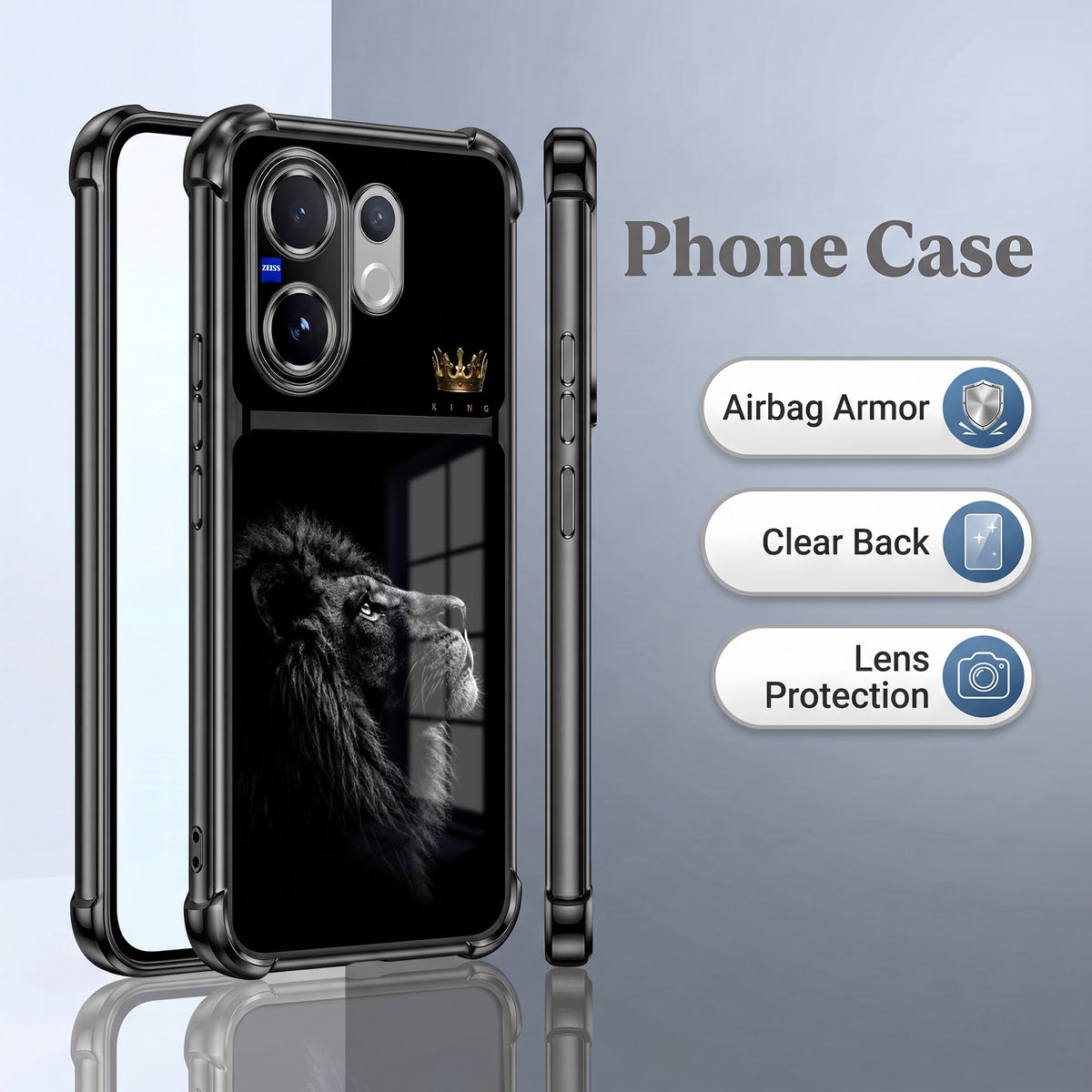 Vivo V60 5G King’s Aura Dual-Tone Transparent Black Airbags Case