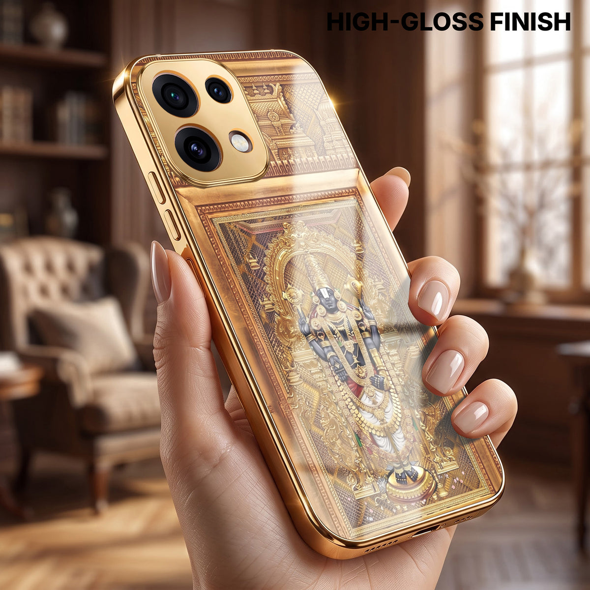 Oppo Reno 16C 5G Premium Heritage Gold Electroplated Glass Phone Back Case