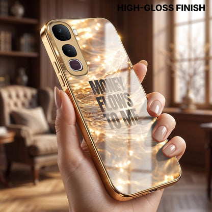 Vivo Y400 Pro 5G Money Flows To Me Gold Electroplated Glass Phone Back Case