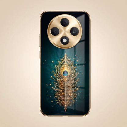 OPPO F27 Pro+ 5G Golden Peacock Feather Gold Electroplated Glass Phone Back Case