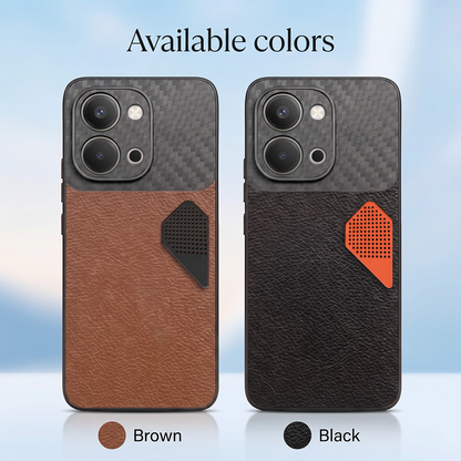 Vivo T5X 5G Carbon Fiber Heat Dissipation Leather Hybrid Phone Case