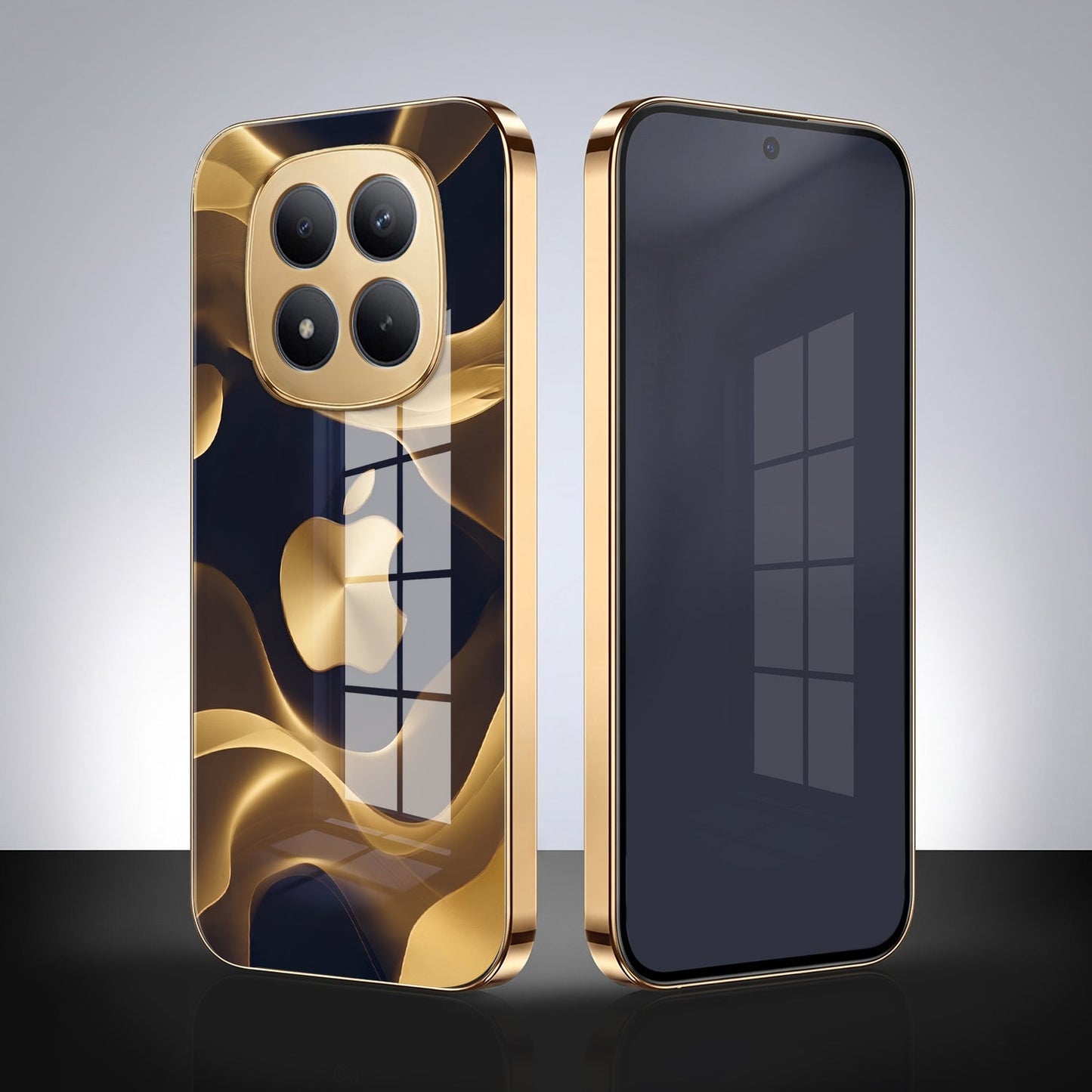 Redmi Note 15 Pro+ 5G Luxury Wave Gold Electroplated Glass Phone Back Case