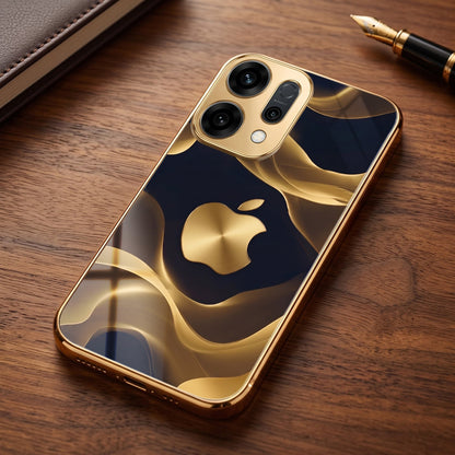 Oppo Reno 14 5G Luxury Wave Gold Electroplated Glass Phone Back Case