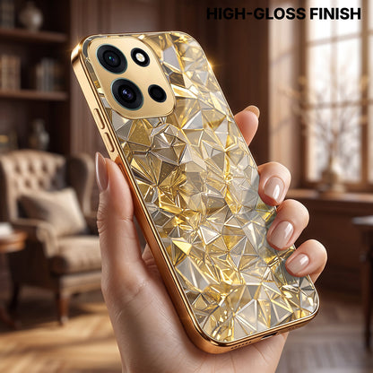 OnePlus Nord 6 5G Golden Diamond Shatter Gold Electroplated Glass Phone Back Case
