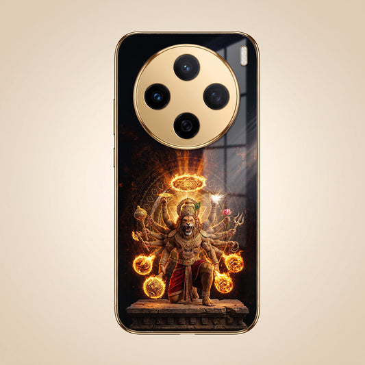 Vivo X200 5G Lord Narasimha Gold Electroplated Glass Phone Back Case