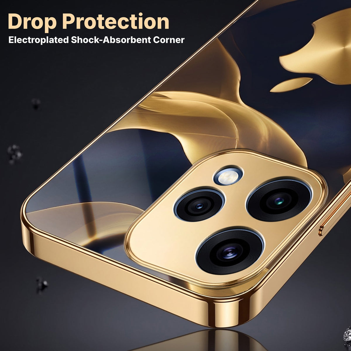 Oppo Reno 15 5G Luxury Wave Gold Electroplated Glass Phone Back Case