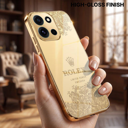 OnePlus Nord 6 5G Rolex Crown Gold Electroplated Glass Phone Back Case
