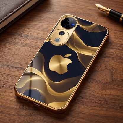 Vivo V40 Pro 5G Luxury Wave Gold Electroplated Glass Phone Back Case