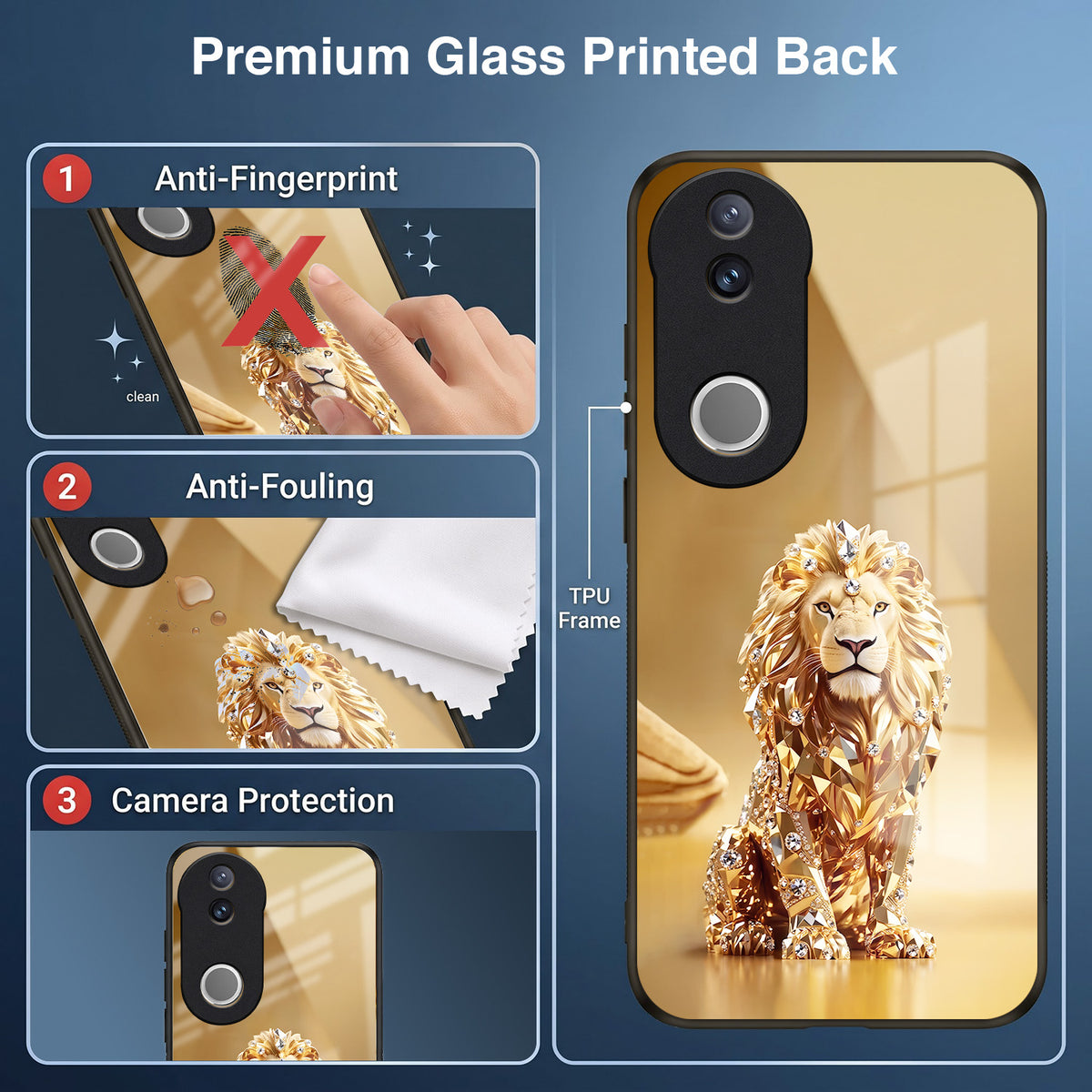 Vivo V50 5G Luxury Lion Acrylic Glass Back Case