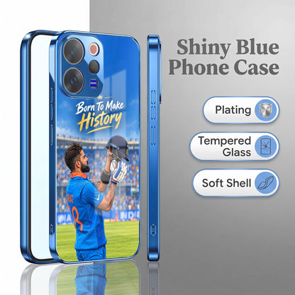 Vivo V70 5G Born TO Make History Blue Electroplated Glass Phone Back Case
