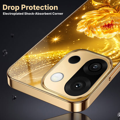 OnePlus 13s 5G Golden Rose Elegance Gold Electroplated Glass Phone Back Case