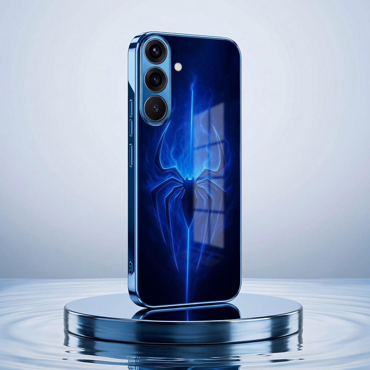 Samsung Galaxy A56 5G Neon Spider Blue Electroplated Glass Phone Back Case