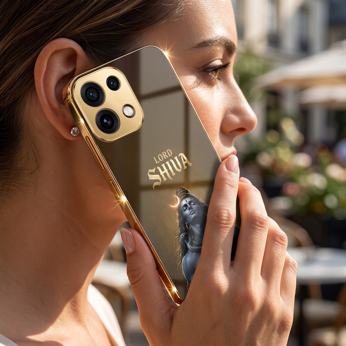 Oppo Reno 16C 5G Lord Shiva Gold Electroplated Glass Phone Back Case