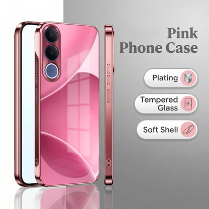 Vivo V70 FE 5G Luxury Glossy Wave Pink Electroplated Glass Phone Back Case