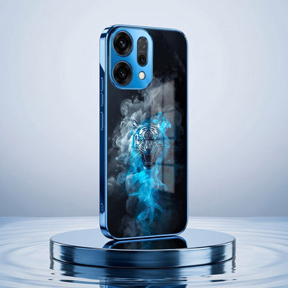 Oppo Reno 14 5G Blue Spirit Tiger Blue Electroplated Glass Phone Back Case