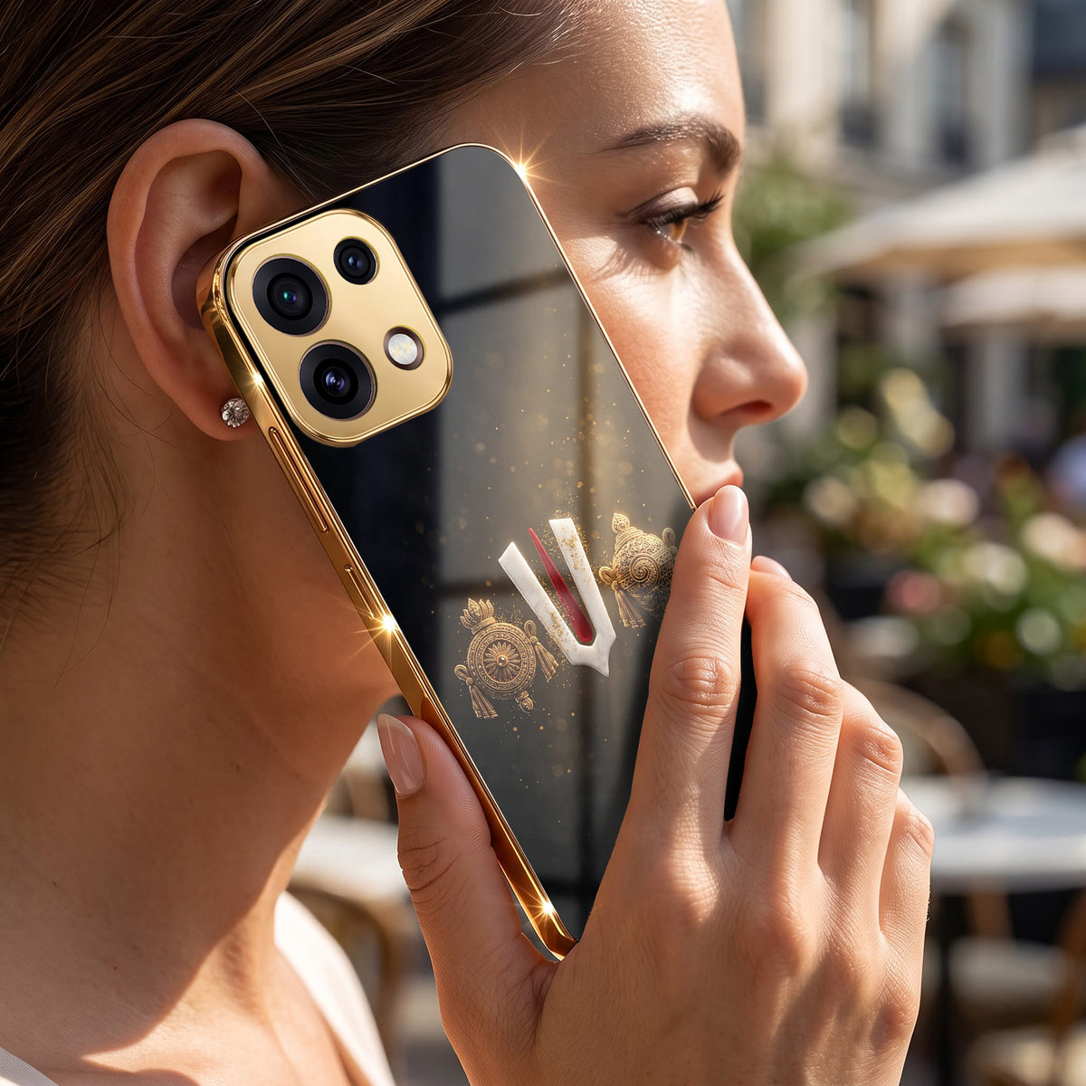 Oppo Reno 16C 5G Royal Heritage Edition Gold Electroplated Glass Phone Back Case