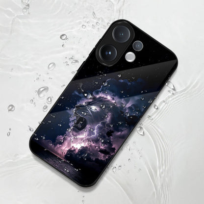 Vivo V60 5G Phone case with a design of a wolf and lightning on a textured white background