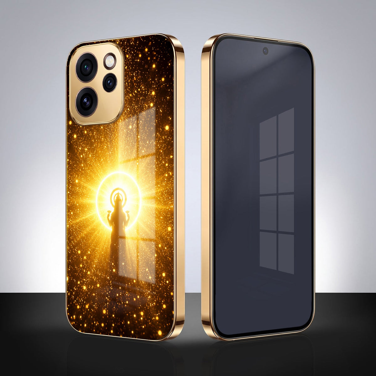 Oppo Reno 15 Pro Mini 5G Golden Maa Lakshmi Gold Electroplated Glass Phone Back Case