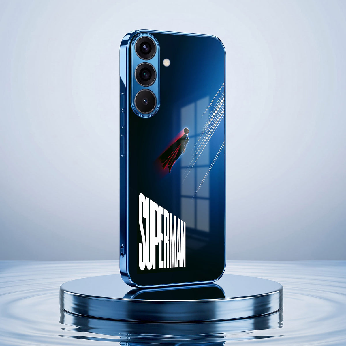 Samsung Galaxy A36 5G Superman Blue Electroplated Glass Phone Back Case