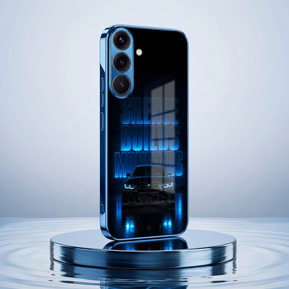 Samsung Galaxy A36 5G Silence Build Monsters Blue Electroplated Glass Phone Back Case