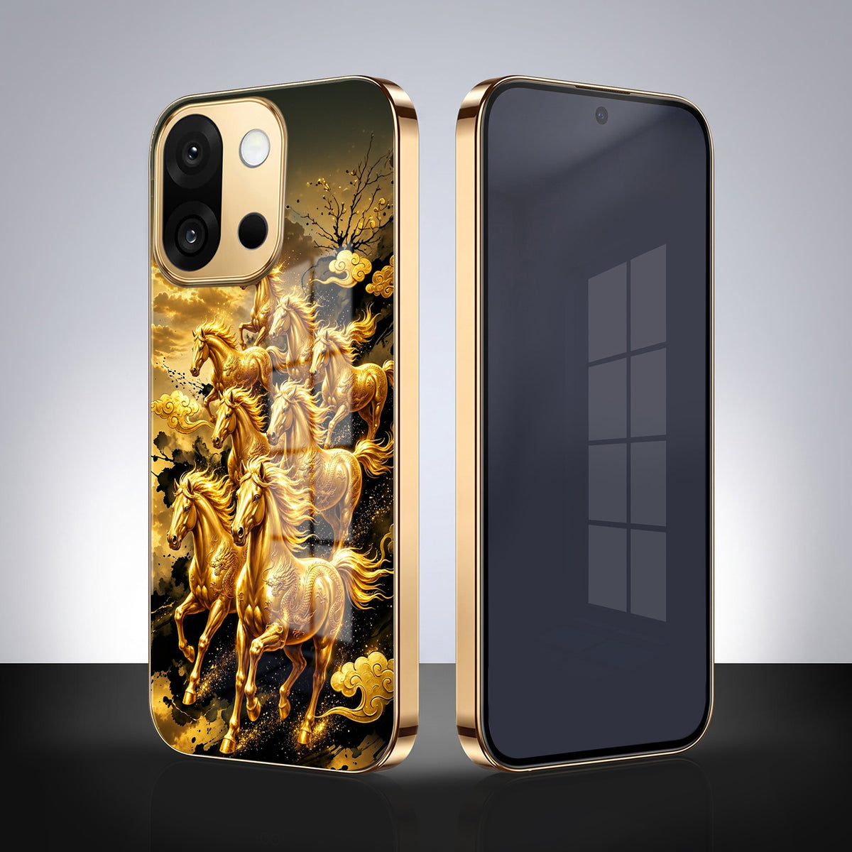OnePlus 13s 5G Celestial Seven Horses Gold Electroplated Glass Phone Back Case