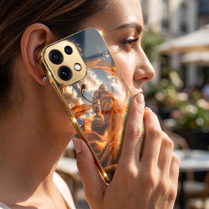 Oppo Reno 16C 5G Divine Hanuman Gold Electroplated Glass Phone Back Case