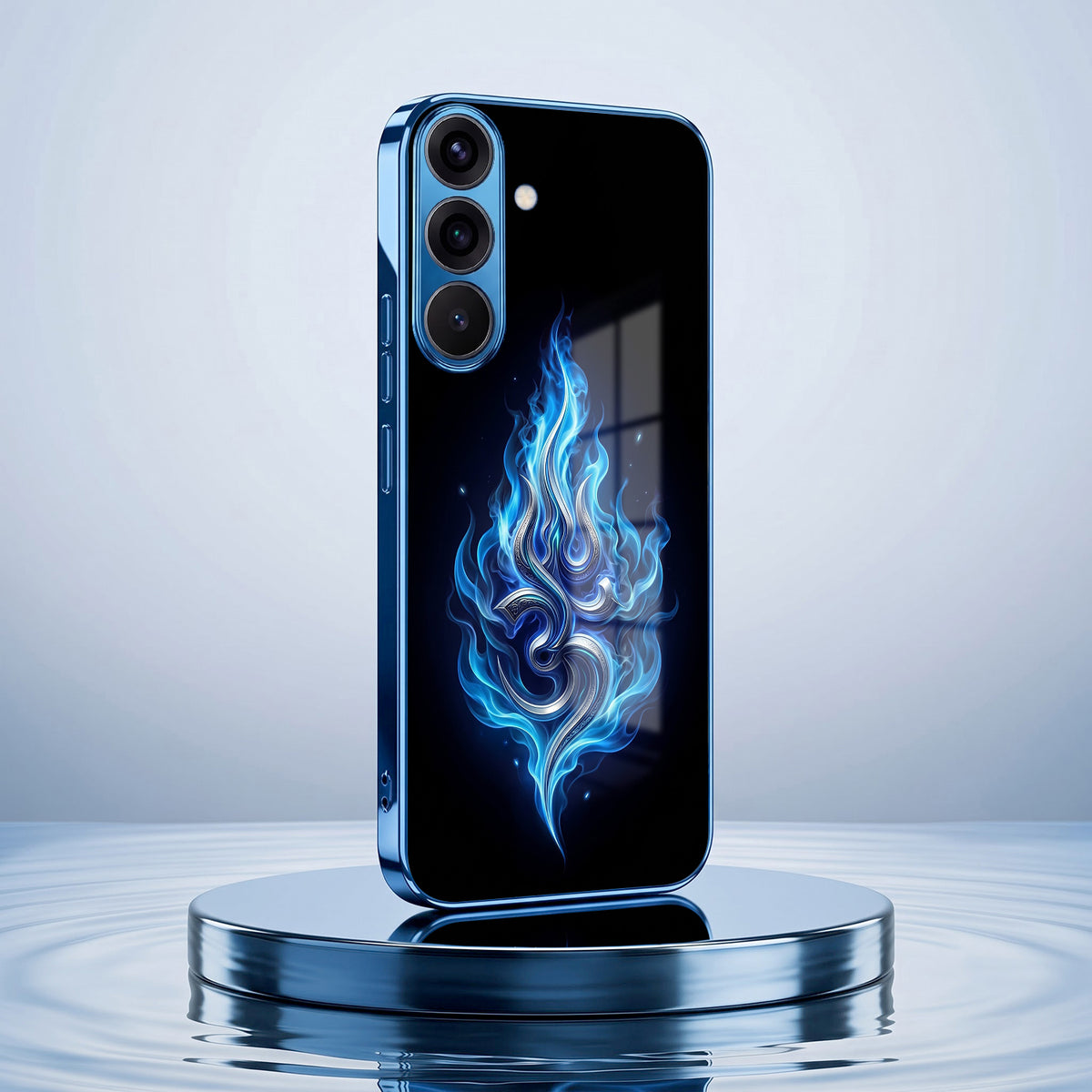Samsung Galaxy A56 5G Blue Flame OM Blue Electroplated Glass Phone Back Case