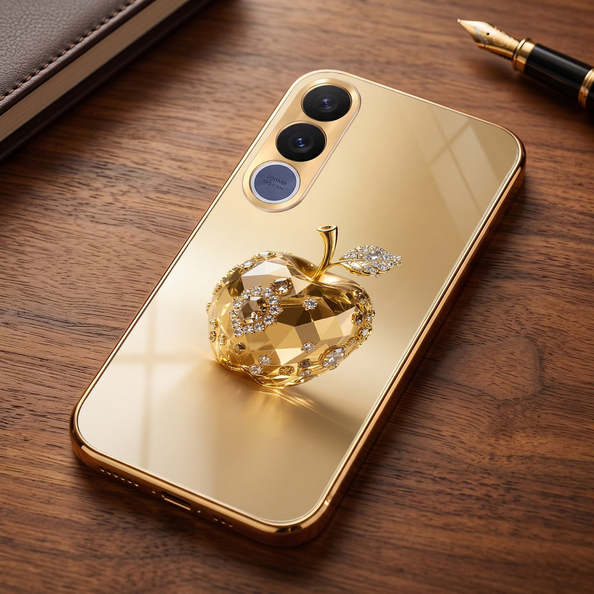 Vivo V70 FE 5G Golden Apple Gold Electroplated Glass Phone Back Case
