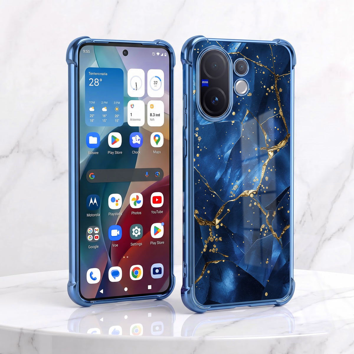 Vivo V60 5G Blue Crimson Marble Airbags Printed Back Case