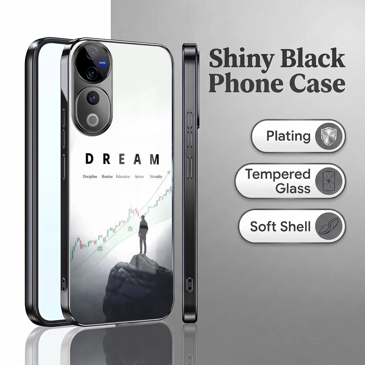 Vivo V40 Pro 5G Dream Black Electroplated Glass Phone Back Case