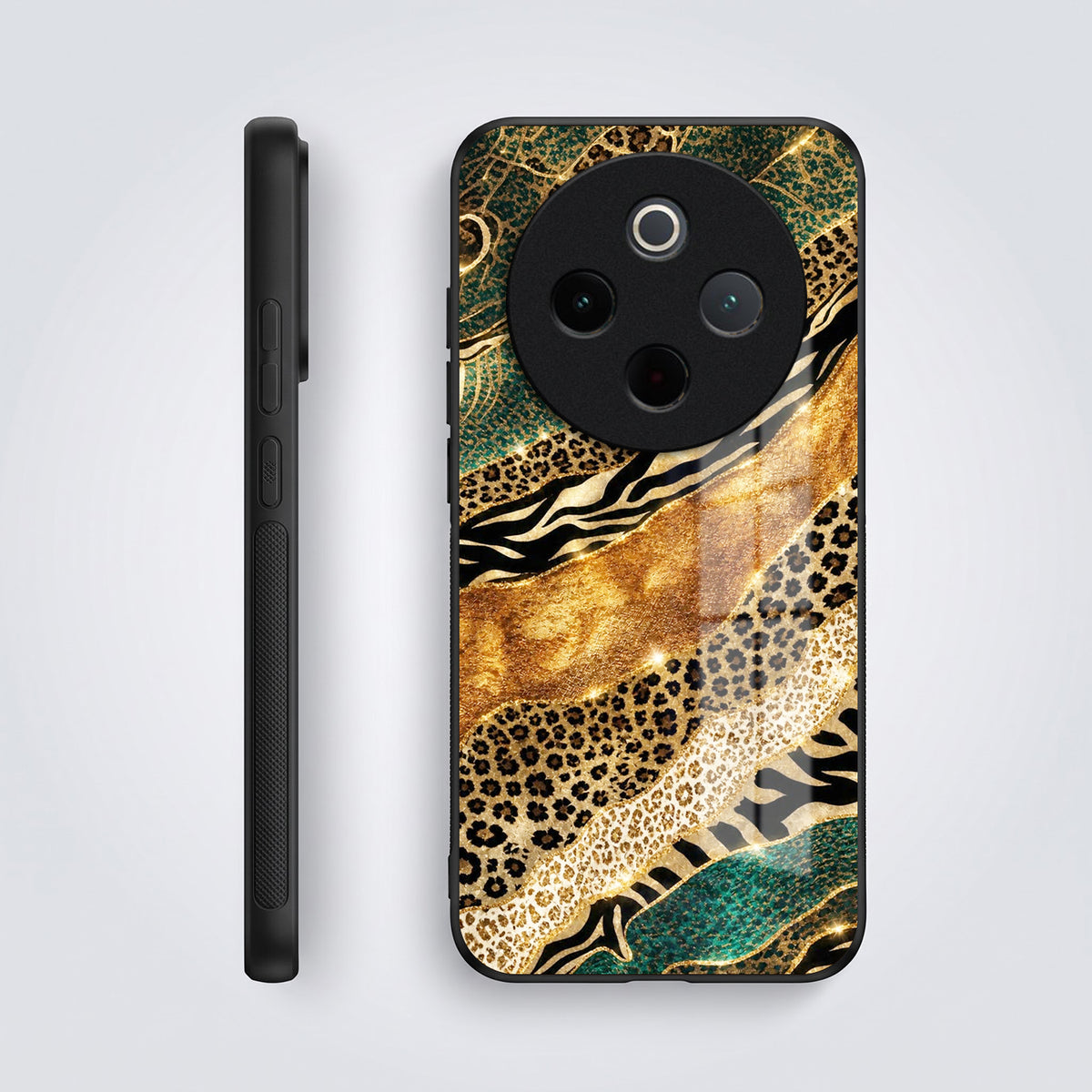 Vivo T4 5G Golden Leopard Acrylic Glass Back Case
