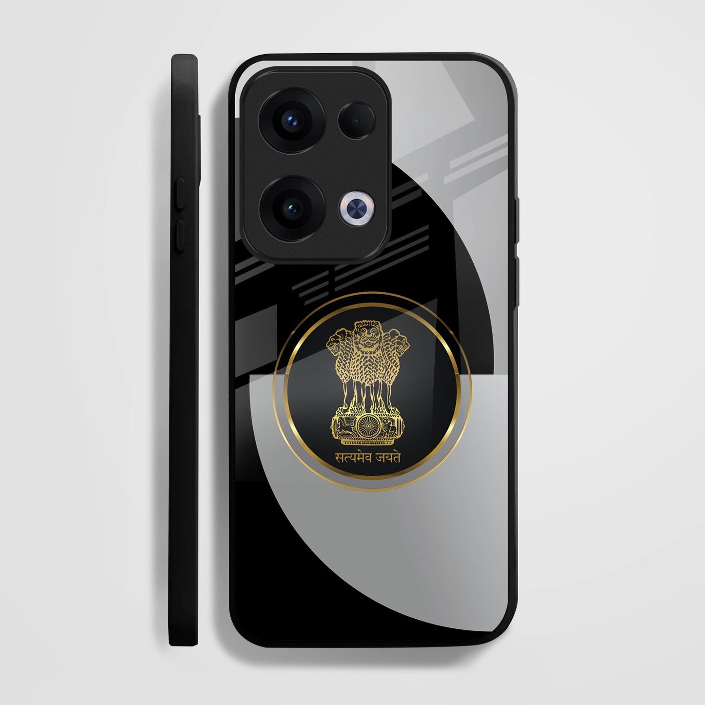 Oppo Reno 13 5G Premium Acrylic Shockproof Glass Back Case (Satyamev Noir)