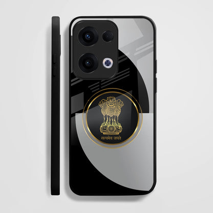 Oppo Reno 13 5G Premium Acrylic Shockproof Glass Back Case (Satyamev Noir)