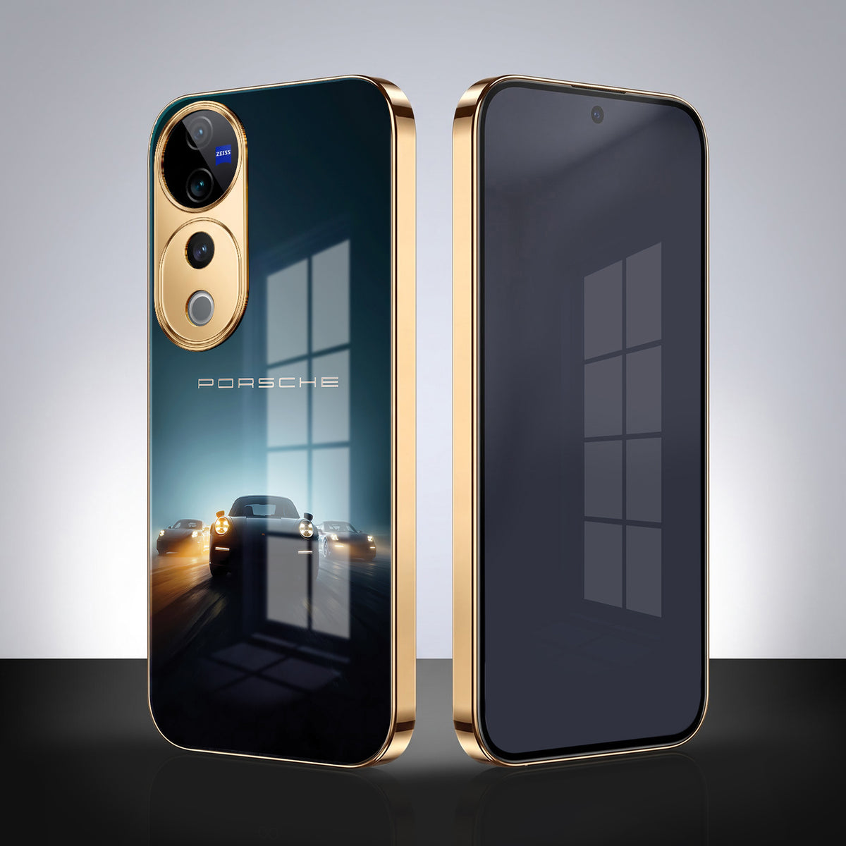 Vivo V40 Pro 5G Porsche Luxury Gold Electroplated Glass Phone Back Case